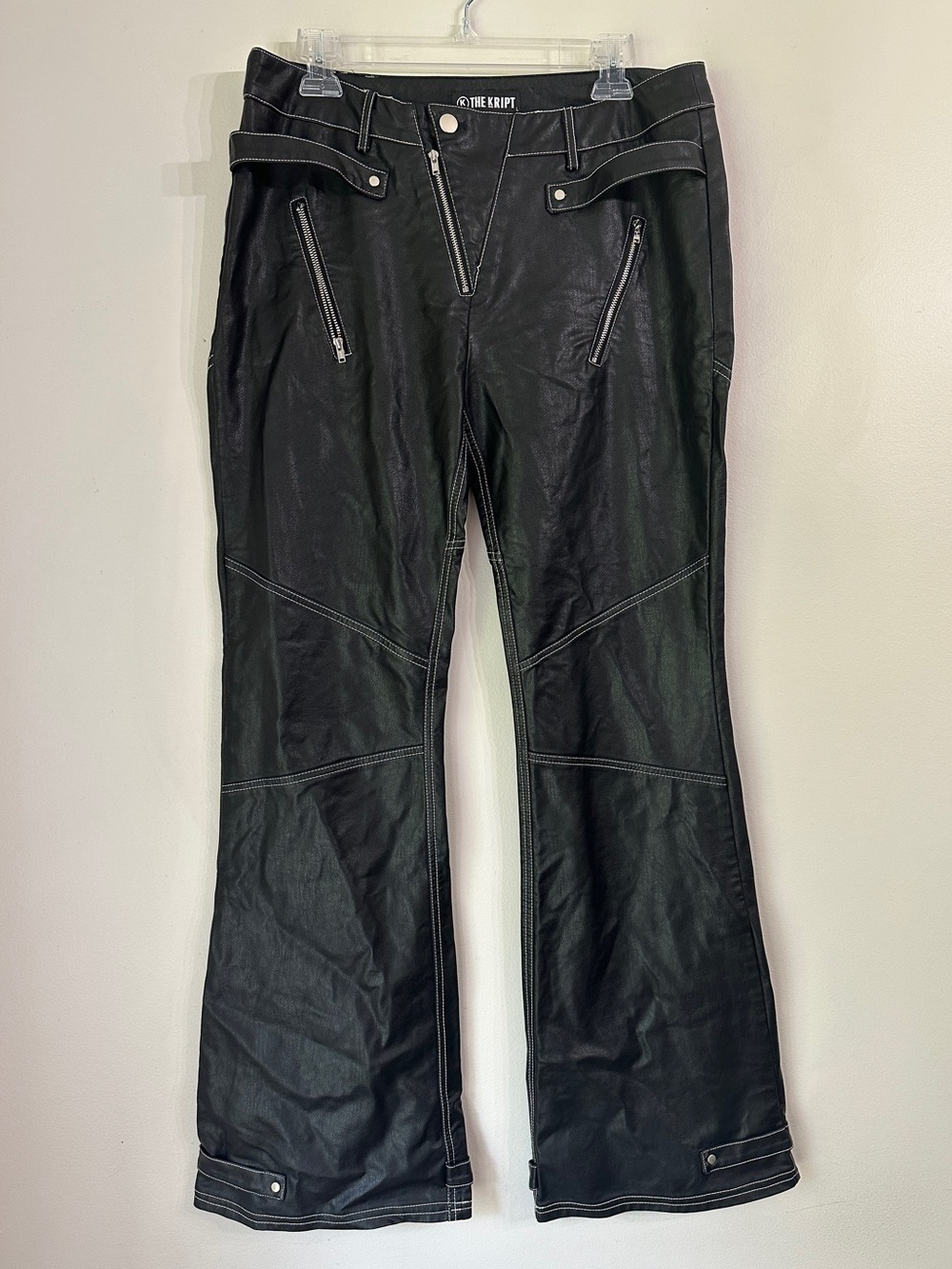 The KRIPT Flare Leather Pants size Large